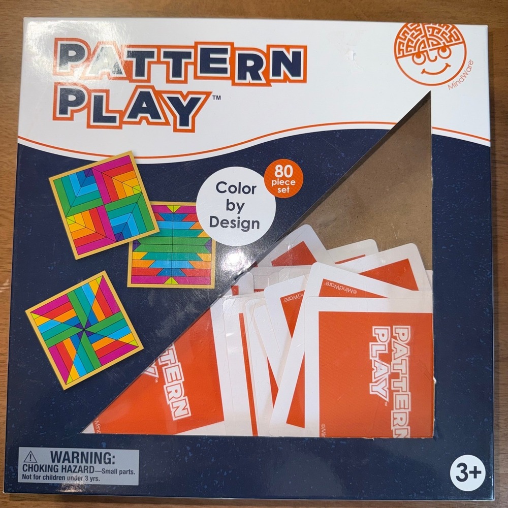 MindWare Pattern Play 80 Piece Wooden Block Set Geometric Puzzle Learning Toy 3+